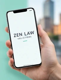 Client-supplied concept of the future Zen Law app on a phone